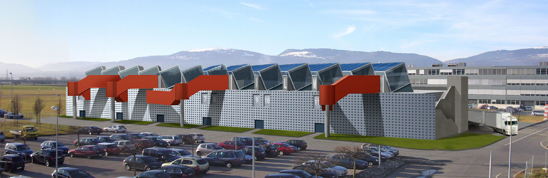 Halle pour le centre d’enterprise et d’innovation, Yverdon les Bains, Switzerland